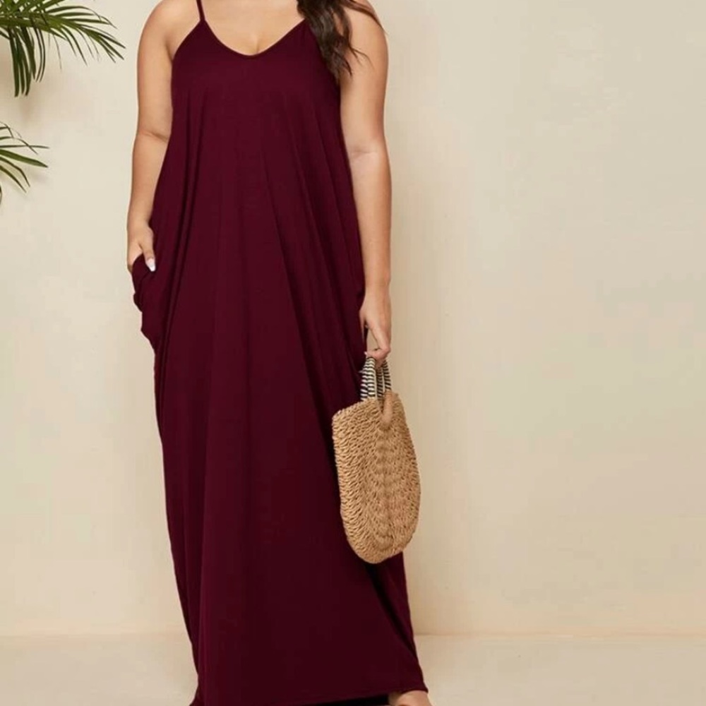 COPY - Plus Draped Slant Pocket Cami Dress